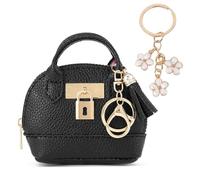 XFSRG Porte Monnaie Femme Trousse de Maquillage Créative avec Clés et Fleurs Mini sac à dos Porte-clés(Noir et Blanc)