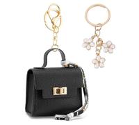 XFSRG Porte Monnaie Femme Trousse de Maquillage Créative avec Clés et Fleurs Mini sac à dos Porte-clés(Noir et Blanc)