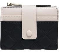 XFSRG Portecartes Matelassé Compact Bicolore Fermeture Bouton Pression Compartiments Multiples Rangement Cartes Monnaie (Noir)