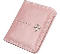 XFSRG Portefeuille Compact Femme Cuir Synthétique Couture Contrastée Décoration Croix Métallique Rangement Cartes Monnaie Billets Classique Élégant