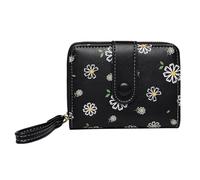 XFSRG Portefeuille en Cuir Femme avec Fermeture Eclaire - Porte Monnaie Grande Capacité Slim Court pour Cartes et Clips - Motif Fleurs