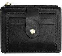 XFSRG Portefeuille Femme Petit Format Portefeuille Compact Portecartes Femme Format Horizontal avec Bouton Pression et Poche Zippée Rangement Cartes et Monnaie pour Usage Quotidien (Noir)