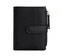 XFSRG Portefeuille Femme PU Cuir Portefeuille Petit Porte Cartes de Credit avec Fermeture éclair Poche à Monnaie Minimaliste (Noir)