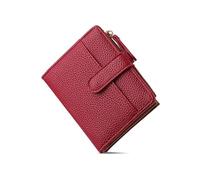 XFSRG Portefeuille Femme PU Cuir Portefeuille Petit Porte Cartes de Credit avec Fermeture éclair Poche à Monnaie Minimaliste (Rouge)