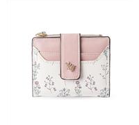 XFSRG Portefeuille pour Femme Petit Porte Monnaie Cuir Pliable Élégant avec Motif Floral Unique et Fermeture à Bouton Idéal pour Toutes Les Occasions (Rose)