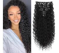 XFSRG Postiche afro bouclé à clip fibre douce et résistante, confort longue durée, parfait pour look unique au quotidien, événements culturels, fêtes et concerts en plein air(Noir-1b)
