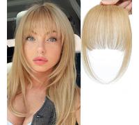 XFSRG Postiche Cheveux Humains Frange Cheveux Extension Clip Cheveux Naturel Look Naturel et Élégant pour Toutes Occasions (Gris Doré)