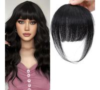 XFSRG Postiche Cheveux Humains Frange Cheveux Extension Clip Cheveux Naturel Look Naturel et Élégant pour Toutes Occasions (Noir)