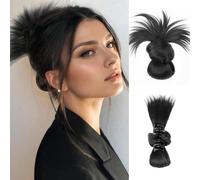 XFSRG Postiche Cheveux Naturel Chignon Synthétique Accessoire Coiffure avec Pince à Griffes Queue de Cheval Volumineuse pour Femmes et Filles (Noir naturel)