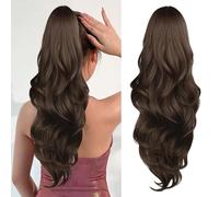 XFSRG Postiche Cheveux Naturel Femme Ponytail Naturel Queue de Cheval Extension Clip Ondulé Extensions de Cheveux Longue Épaisse Volume Coiffure Rapide