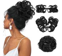 XFSRG Postiche Chignon Cheveux Bouclés Faux Chignon avec Pince pour Coiffure Élégante Perruque Naturelle pour Femme Accessoire de Cheveux pour Mariage Soirée et Quotidien (Noir)