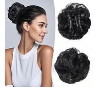 XFSRG Postiche Chignon Cheveux Bouclés Naturels Faux Chignon avec Pince Perruque Naturelle pour Femmes Accessoire de Coiffure Élégant pour Toutes Occasions (Noir A)