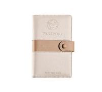 XFSRG Protege Passeport Holder Pochette Voyage Documents RFID Portefeuilles PU Passeport Protection Accessoires Voyage Porte Carte Femme Peut Stocker des Billets De Banque(Beige)