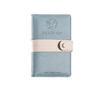 XFSRG Protege Passeport Holder Pochette Voyage Documents RFID Portefeuilles PU Passeport Protection Accessoires Voyage Porte Carte Femme Peut Stocker des Billets De Banque(Bleu Clair)