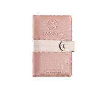 XFSRG Protege Passeport Holder Pochette Voyage Documents RFID Portefeuilles PU Passeport Protection Accessoires Voyage Porte Carte Femme Peut Stocker des Billets De Banque(Rose)