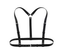 XFSRG Punk Taille Harnais Ceinture en Cuir Corps Poitrine Chaîne Noir Goth Gilet Ceinture Réglable Bijoux de Corps pour Femmes Filles Cosplay Party Rave Halloween Costume (Noir 1)