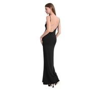 XFSRG Robe Longue D'été Femme sans Manches à Spaghetti Slit Bretelles Stretch Casual Décontracté Vacances Robes Séparer Cache Cocktail Soirée