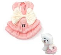 XFSRG Robe Princesse pour Chiens de Petite Taille et Chats Jupe Tutu avec Nœud et Anneau en D Robe Adorable pour Chienne Mariage et Été (Rose M)