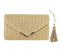 XFSRG Sac à Main Femme en Paille Élégant avec Chaîne Détachable Pochette et Clutch pour Soirée Mariage Cocktail Mode et Chic (Beige + B)
