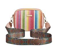 XFSRG Sac à Main Femme en Paille Sacs Bandoulière Tissé d’Été avec Sangle Réglable Pochette Élégante Porté Épaule pour Soirée Fête Vacances (Rose)