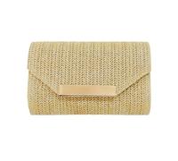 XFSRG Sac a Main Femme en Paille Tissée d'Été Élégant Soirée Sacs à Bandoulière Clutches avec Chaîne Détachable pour Plage Fête Vacances(Jaune)