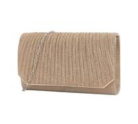 XFSRG Sac à Main Femme Pochette Enveloppe Plissée à Paillettes avec Chaîne Amovible Sac de Soirée Élégant pour Mariage Fête et Cérémonie (Or)
