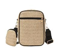 XFSRG Sac à Main Femme Sacoche Plage Embrayage Bohème Été avec Sangle Réglable et Amovible pour Parti Mariage Vacances (Noir)