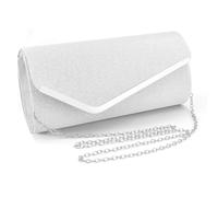 XFSRG Sac a Main Femme Soirée Pochette Brillant Élégant Enveloppe Clutches Bandoulière en Paillettes avec Chaîne pour Mariage Fête Voyage (Argent)