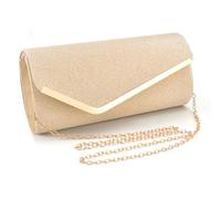 XFSRG Sac a Main Femme Soirée Pochette Brillant Élégant Enveloppe Clutches Bandoulière en Paillettes avec Chaîne pour Mariage Fête Voyage (Or)
