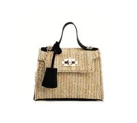 XFSRG Sac Bandoulière Femme Grande Tressage en Paille Sac de Plage Fermeture à Boucle Accessoire Tendance Polyvalent