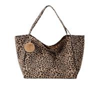 XFSRG Sac Bandoulière Femme Motif Léopard Grand Tote Bag Léger 41 × 22 × 37 cm avec Pompon Adapté à un Usage Quotidien et au Shopping (Marron)