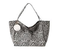 XFSRG Sac Bandoulière Femme Motif Léopard Grand Tote Bag Léger 41 × 22 × 37 cm avec Pompon Adapté à un Usage Quotidien et au Shopping (Blanc)