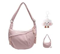 XFSRG Sac Bandoulière Femme Sac Demi-Lune Main Bandoulière Loisirs Banane Tote Bag avec Sangle Ajustable pour l'école Le Bureau Le Travail Les Voyages Les Excursions（Rose）