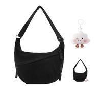 XFSRG Sac Bandoulière Femme Sac Demi-Lune Main Bandoulière Loisirs Banane Tote Bag avec Sangle Ajustable pour l'école Le Bureau Le Travail Les Voyages Les Excursions（Noir）