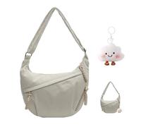 XFSRG Sac Bandoulière Femme Sac Demi-Lune Main Bandoulière Loisirs Banane Tote Bag avec Sangle Ajustable pour l'école Le Bureau Le Travail Les Voyages Les Excursions(Beige)