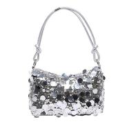 XFSRG Sac sous-épaule à paillettes accessoire glamour pour femme, idéal soirée, mariage, cocktail, brillant et chic, taille parfaite pour téléphone, maquillage et petits essentiels(Argent)