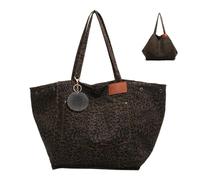 XFSRG Sacs Bandoulière Femme Léopard Shoulder Bag Tendance avec Fermeture Magnétique Sac à Main Spacieuse avec Pompon en Fausse Fourrure (Café)