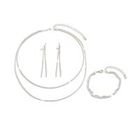 XFSRG Set de 3 Bijoux Femme Collier à Double Rang Boucles d’Oreilles à Pompon et Bracelet Collier en Cristaux de Zircone pour Soirées Mariages et Événements Élégants