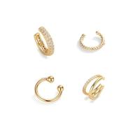 XFSRG Set de 4 Ear Cuff Boucles d’Oreilles Femme Sans Percement Clips Ajustables Coloris Or Faux Piercing pour Cartilage Idéal pour Fêtes Mariages et Usage Quotidien (Or 2)