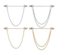 XFSRG Set de 4 Épingles à Cravate et Collier Pin pour Hommes Design Doré et Argenté Accessoires Costume Élégants Détails Raffinés pour Mariage Fête Tenue Professionnelle Bureau
