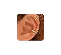 XFSRG Set de 4 Paires de Boucles d’Oreilles Clip 14K Or Designs Élégants avec Zirconia Étincelants Combinaisons Layering Créatives Faciles à Porter Sans Piercing Parfait pour Quotidien