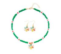 XFSRG Set de Bijoux de Noël Parures Collier et Boucles d'Oreilles Pendentif Noel Accessoire Alliage Perles Décoration Bijoux Thématiques Fêtes Cadeau Femme (Flocon de Neige)