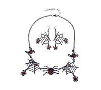 XFSRG Set de Bijoux Halloween Gothic Boucles d’Oreilles et Collier avec Pendentifs Halloween Bijoux Gothiques Vintage Sombres pour Fêtes et Usage Quotidien (Noir)
