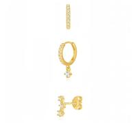 XFSRG Set de Boucles d’Oreilles Femme en Or Créoles et Clous d’Oreilles Plaqués Or 14K avec Zirconia Set Empilable pour Piercings Multiples Idéal pour Fêtes Mariages et Usage Quotidien (Or 1)