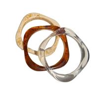 XFSRG Set de Bracelets en Résine 3 Bracelets Géométriques Minimalistes Transparent Marron et Crème Accessoires Mode Femme Légers et Tendance