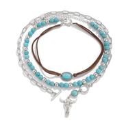 XFSRG Set de Collier Bohème Femme Multicouches Colliers avec Perles Turquoises et Pendentifs Vintage Réglables Bijoux Superposés Style Ethnique pour Vacances Festivals et Tenues Quotidiennes(Vert-2)
