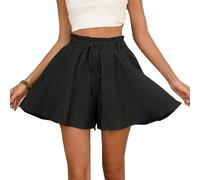 XFSRG Short d'été pour Femme,Taille Haute avec Cordon Coupe Ample Style Jupe, Tissu Léger et Respirant, Idéal pour Vacances, Plage, Shopping et Tenue Décontractée