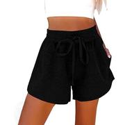 XFSRG Short Femme Pantalon Court Ete Chic Pantalons Mode Taille Haute avec Cordon de Serrage Poches Shorts De Plage pour Le Fitness Course à Pied Yoga