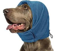 XFSRG Snood Chien Cache Oreille Écharpe Chien Capuche Ajustable Tour de Cou Protection Hivernale Couvre-Tête Confortable Accessoire Apaisant pour Chiens(Bleu-S)