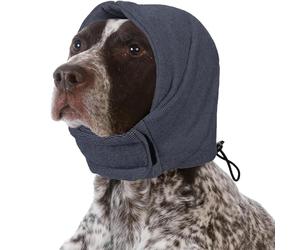 XFSRG Snood Chien Cache Oreille Écharpe Chien Capuche Ajustable Tour de Cou Protection Hivernale Couvre-Tête Confortable Accessoire Apaisant pour Chiens(Gris-M)